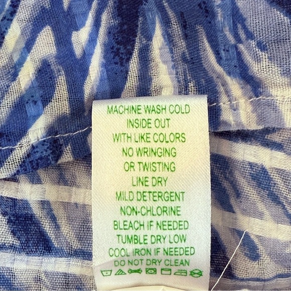 Lilly Pulitzer Nalani Tunic Costa Verde Printed Lapis Blue Blouse Top Size M - Picture 10 of 12